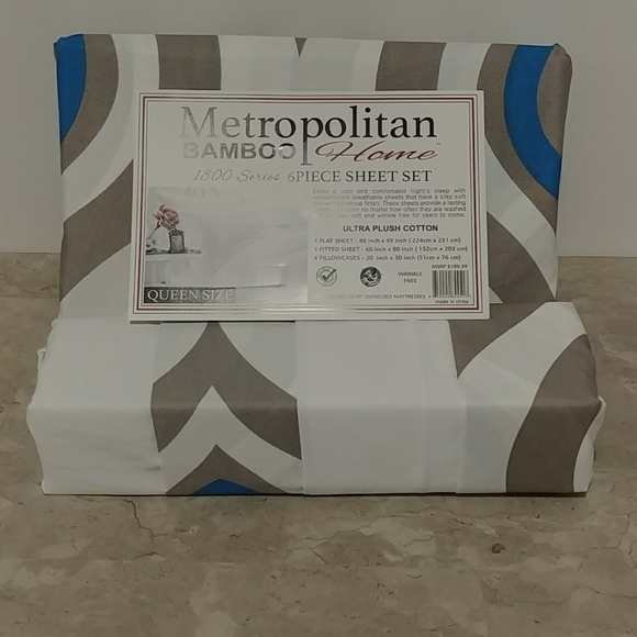 Metropolitan Bamboo Abstract Gray Queen She… - Picture 9 of 12